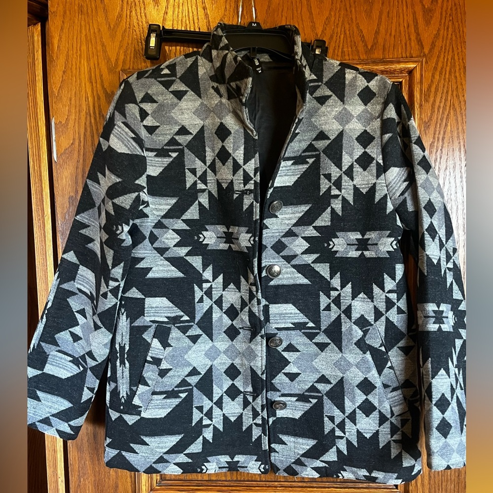 Women’s Black and Gray Geometric Jacket